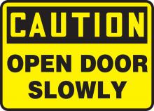 Accuform MABR603VA - Safety Sign, CAUTION OPEN DOOR SLOWLY, 7" x 10", Aluminum
