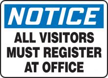 Accuform MADM882VA - Safety Sign, NOTICE ALL VISITORS MUST REGISTER AT OFFICE, 7" x 10", Aluminum