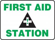 Accuform MFSD959VA - Safety Sign, FIRST AID STATION, 7" x 10", Aluminum